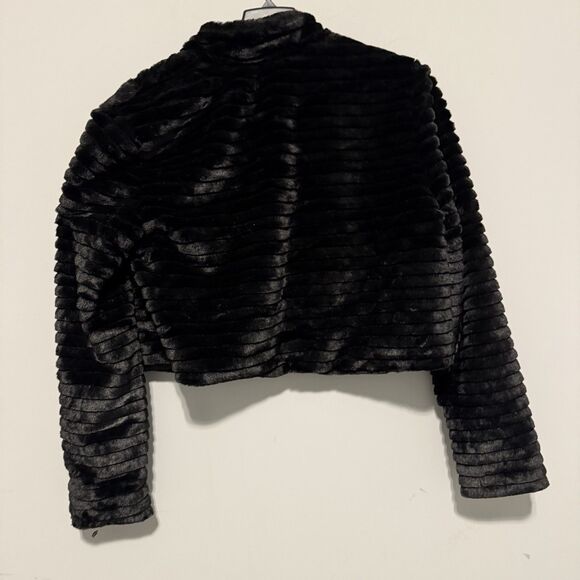 BETSEY JOHNSON Faux Fur Mini Shrug Coat Mob Wife Y2K Rave NWT Black Medium - Picture 4 of 8